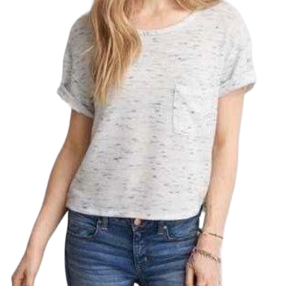 American Eagle Women’s Soft and Sexy Plush Crop Tee-size medium- white and blue